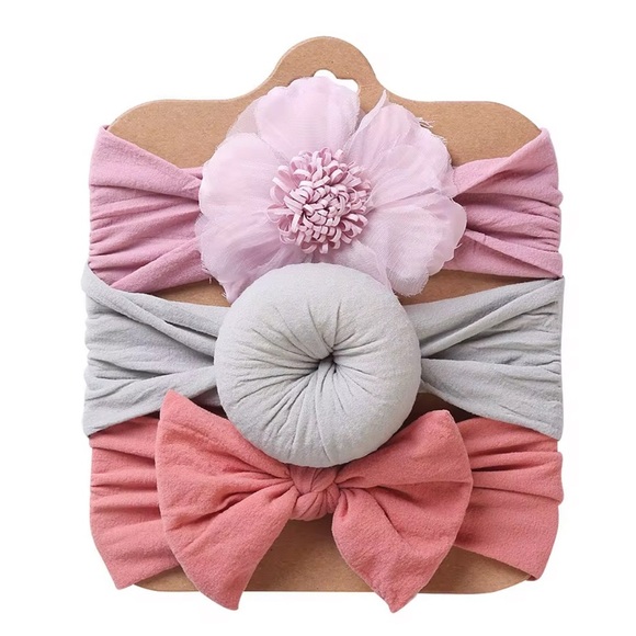 Other - Pink and Gray Kids Headband Set